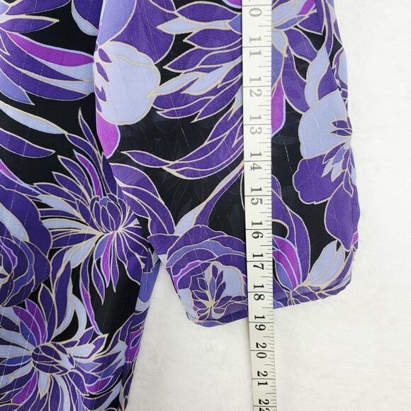 Whimsical 2X Button Top Tank Combo 3/4 Sleeve Purple Floral Casual Cottagecore - Picture 9 of 9